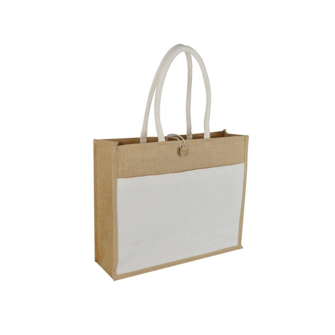 Poduco - Premium Jute Bag With Canvas Pocket