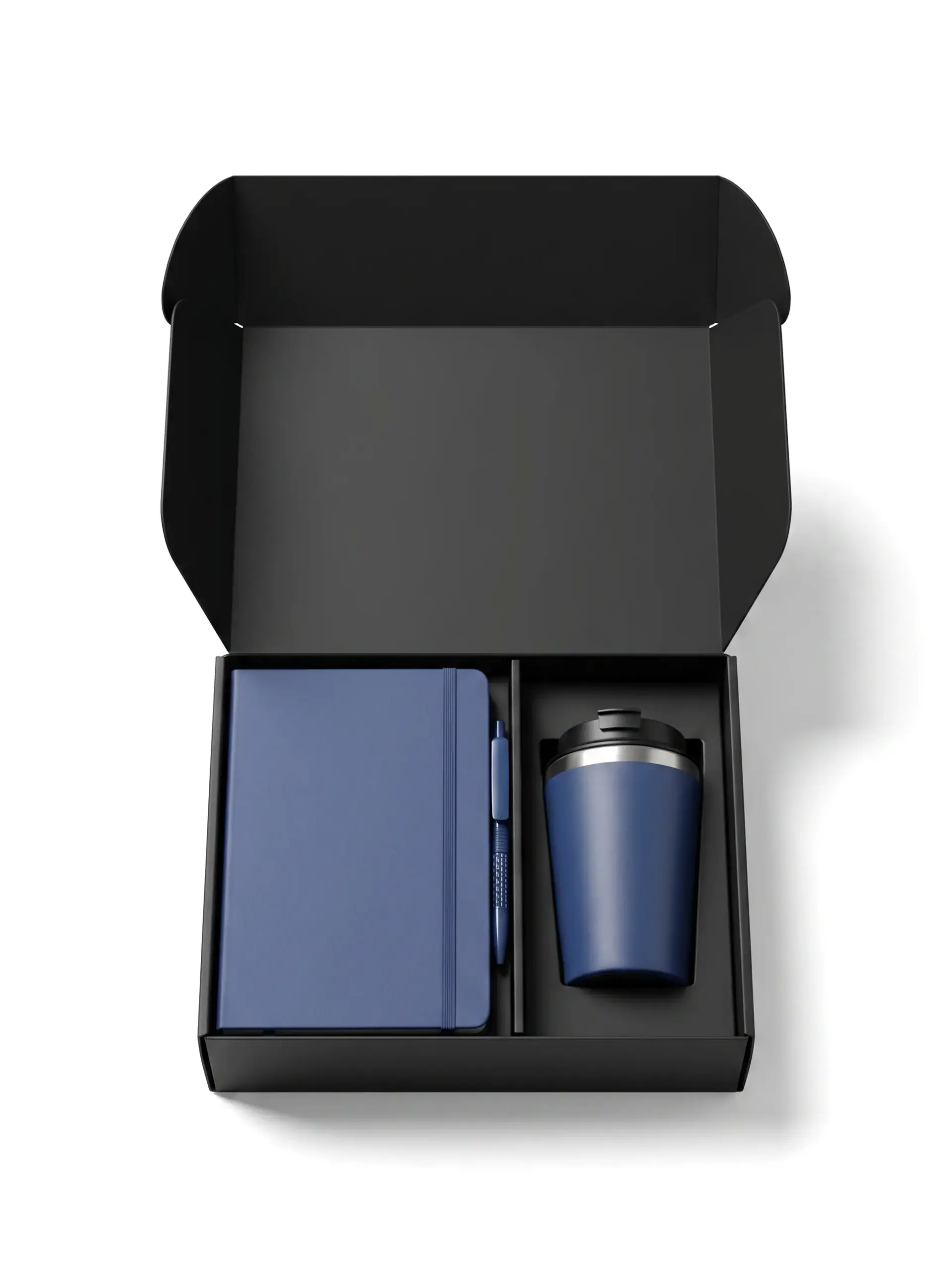 Casabo - Set of Double Walled Tumbler A5 Notebook and Pen - Navy Blue