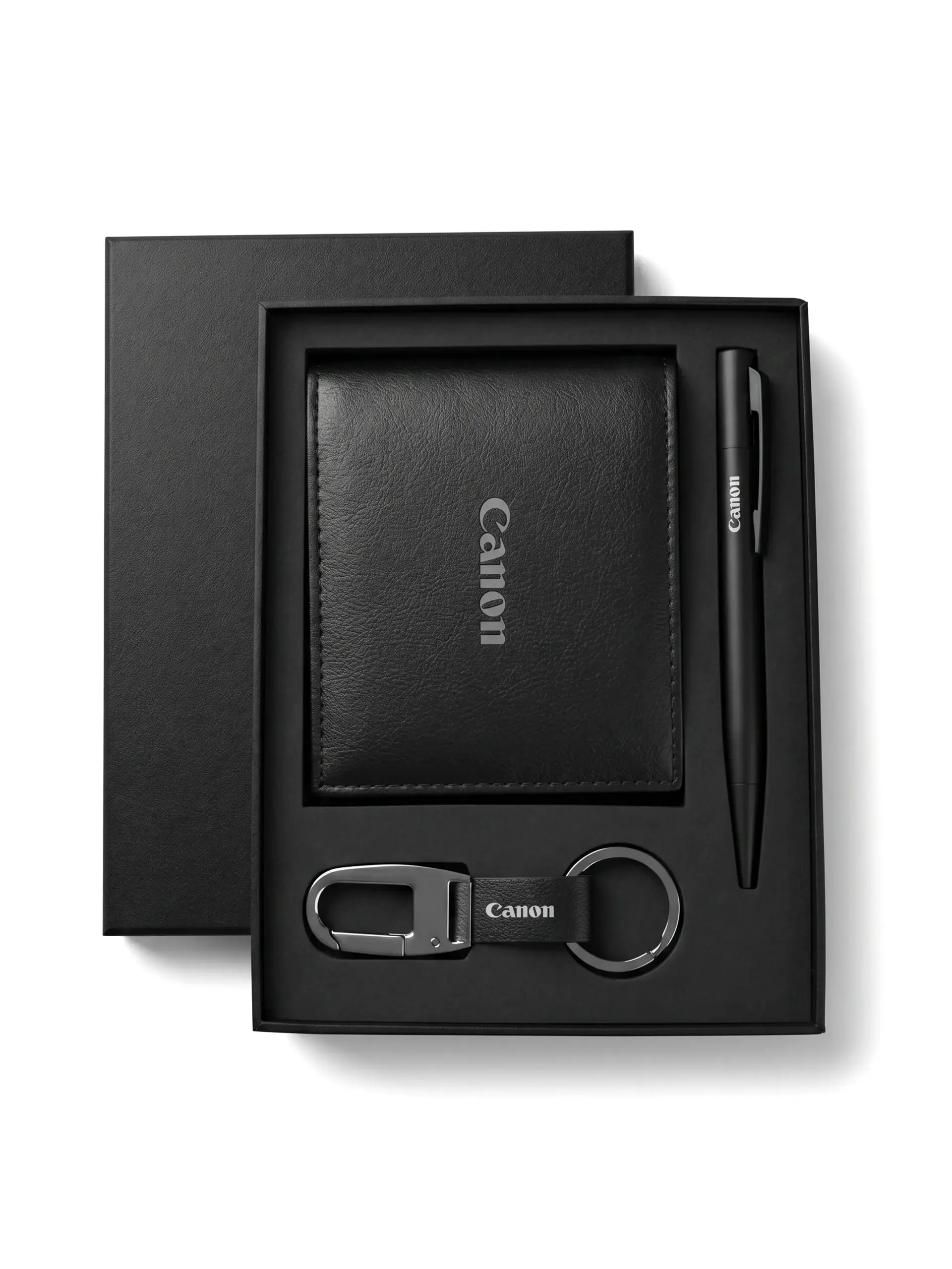 Liciwu - Set of Men's Wallet Key Chain and Pen - Black