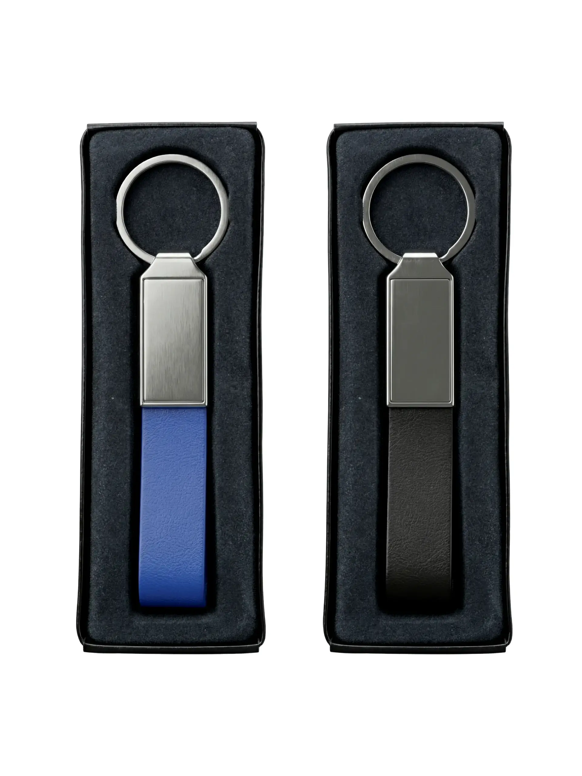 Orihar - Silver Plate Leather Strap Loop Keychain 100mm