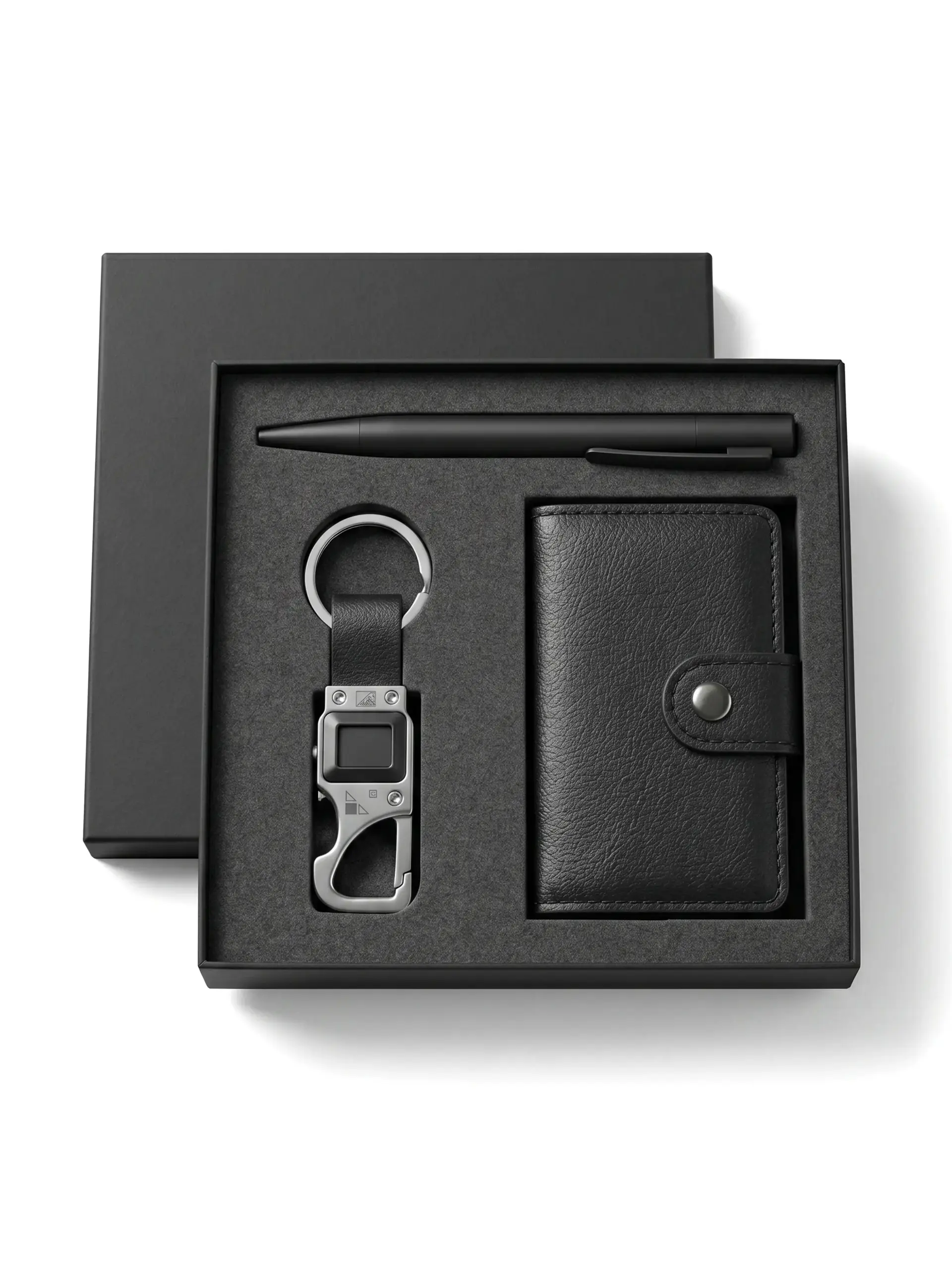 Petuko - Set of RFID Card Holder Key Chain and Pen - Black