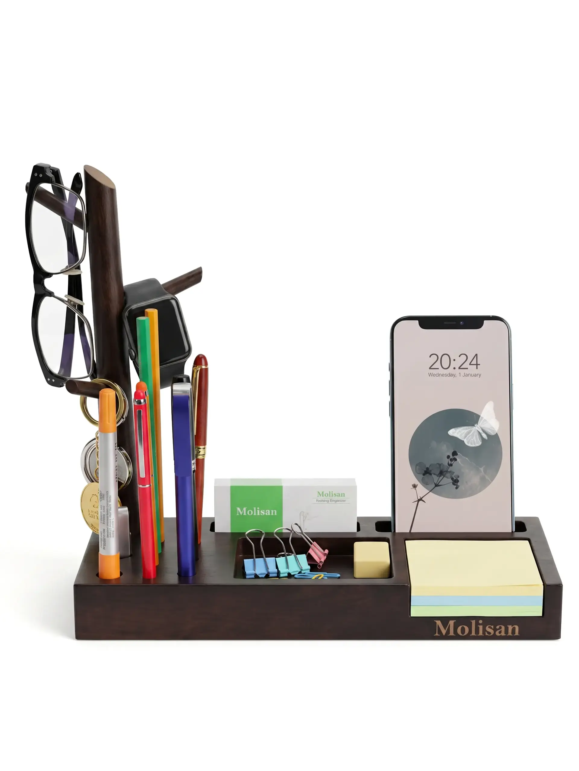 Lukazo - Molisan Wood Detachable Multi-Functional Desk Organizer