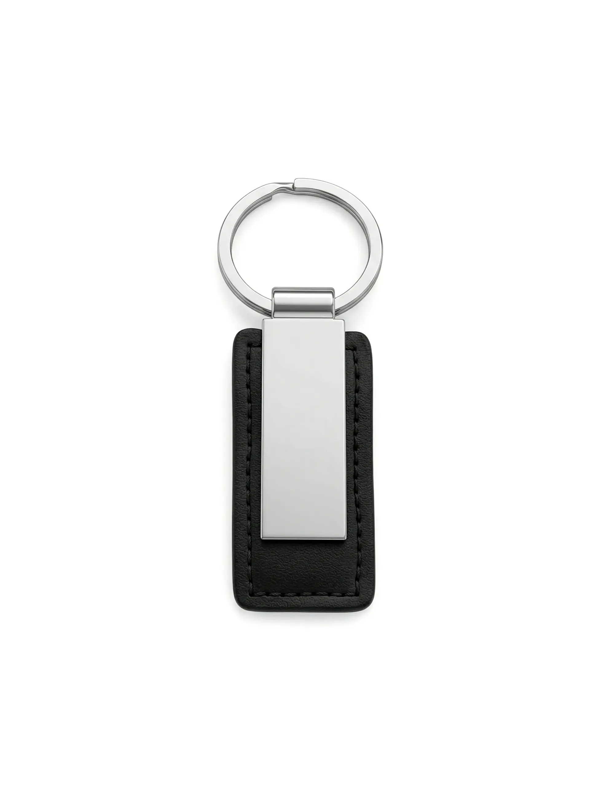Vitozo - Silver Plate Metal and Leather Keychain 99mm Profile