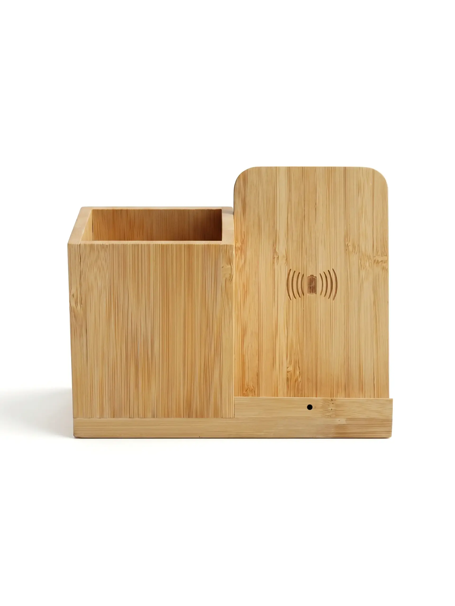 Enonin - Bamboo Desk Pen Holder with 15W Wireless Charging Pad