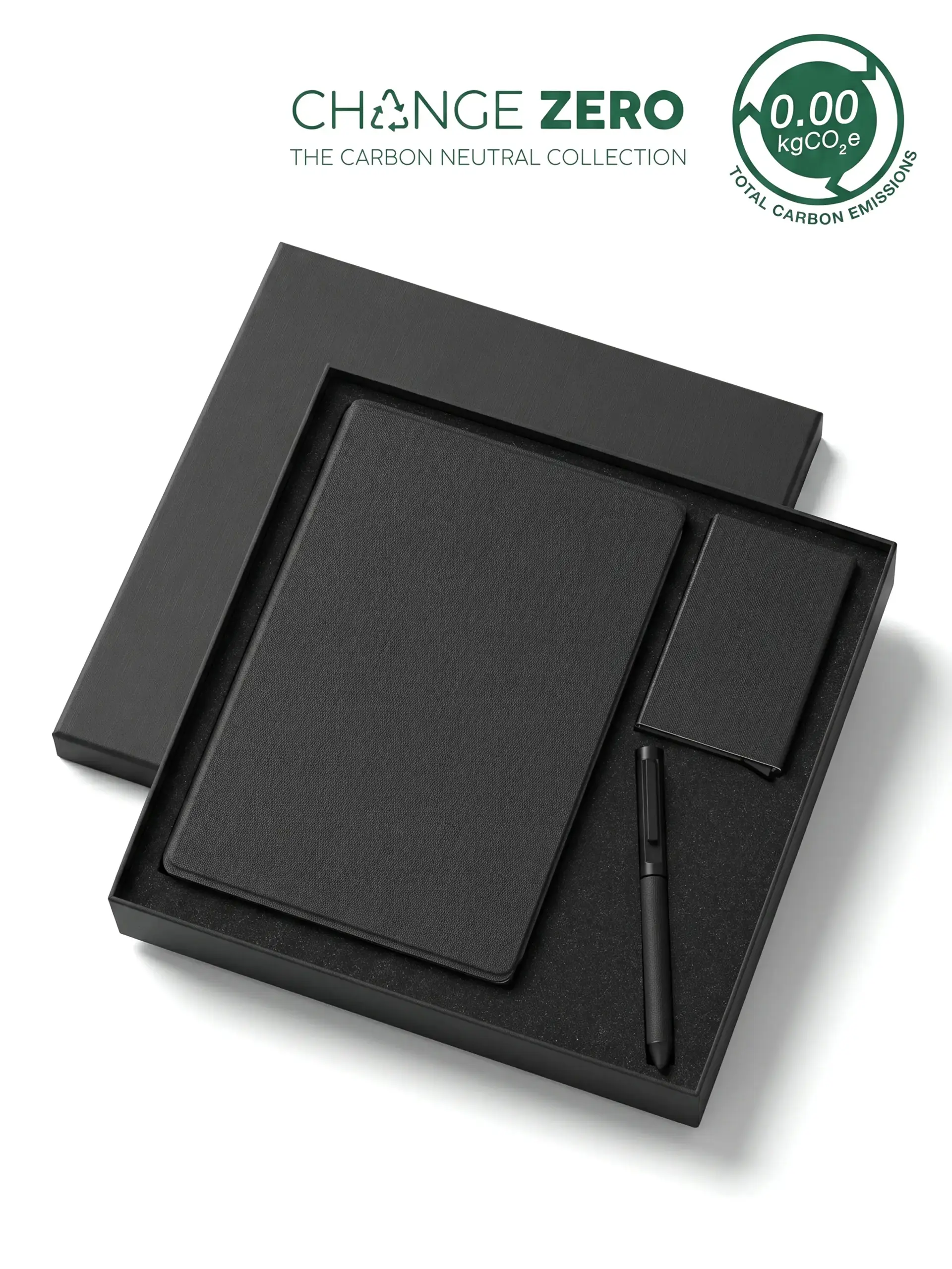Nojicu - Sustainable Gift Set with Refillable Notebook Pen & Cardholder - Black